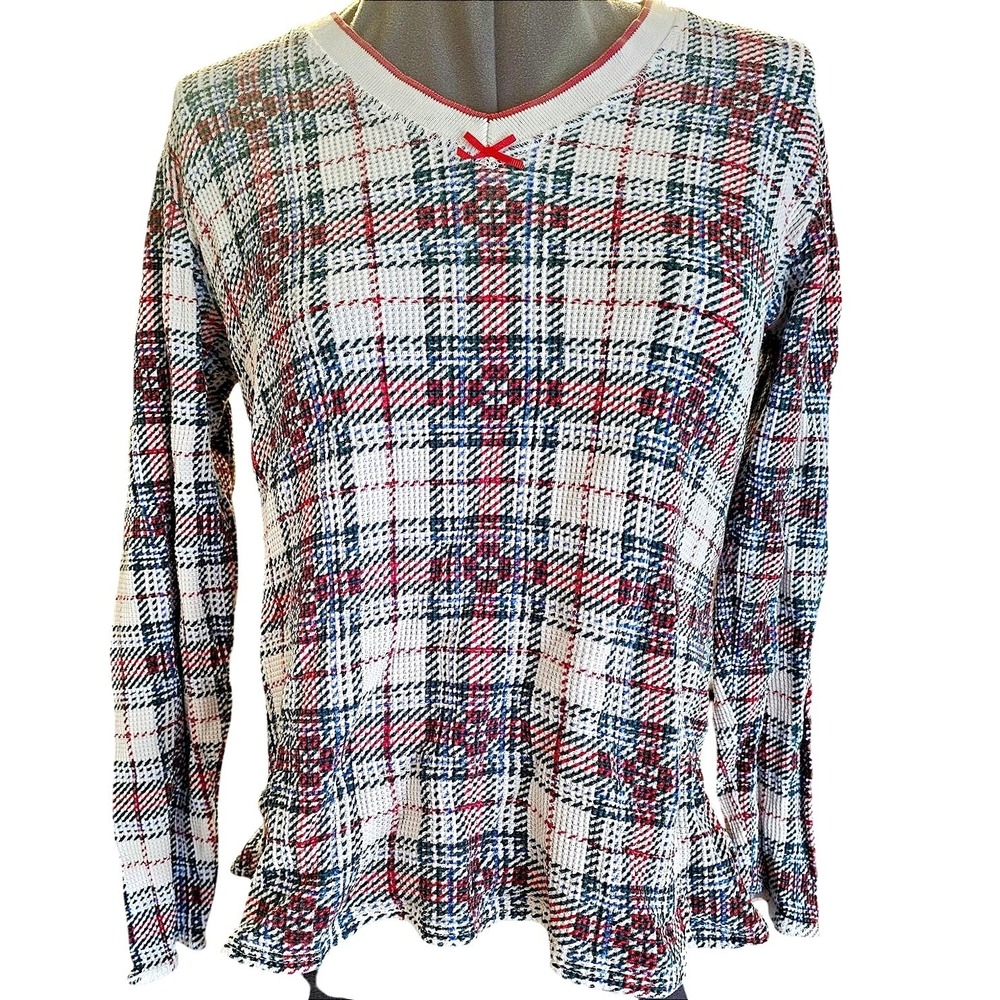 Victoria's Secret waffle thermal Large plaid‎ xmas cotton sleepwear